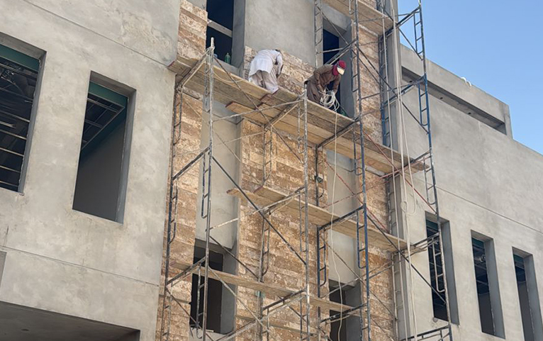 Facade preparation on site